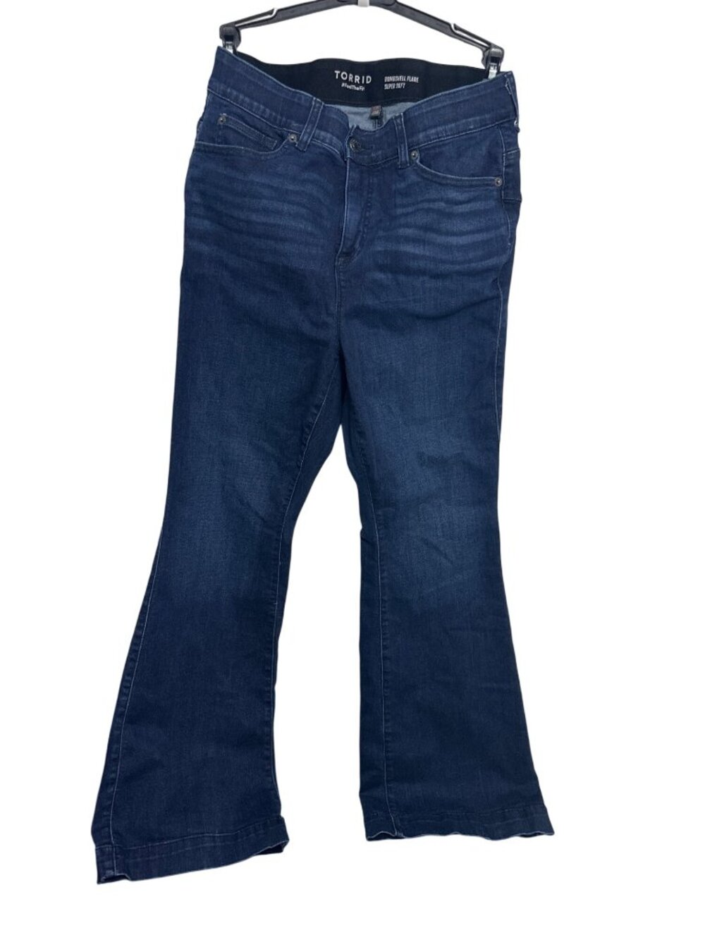 Torrid Womens Bombshell Flare Jeans Super Soft Dark Wash Size 12R Made In Vietna